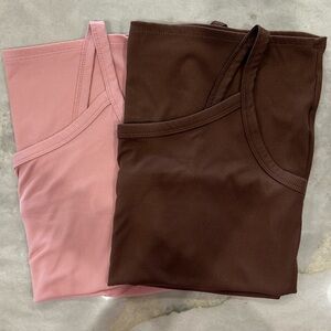 Pink & Brown Women's Ribbed Cami Tank Top